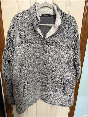 Fashions Gray Sherpa Zip-Up Sweater
